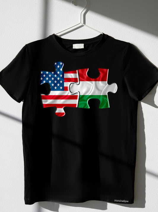 T-Shirt HUngary and USA puzzle